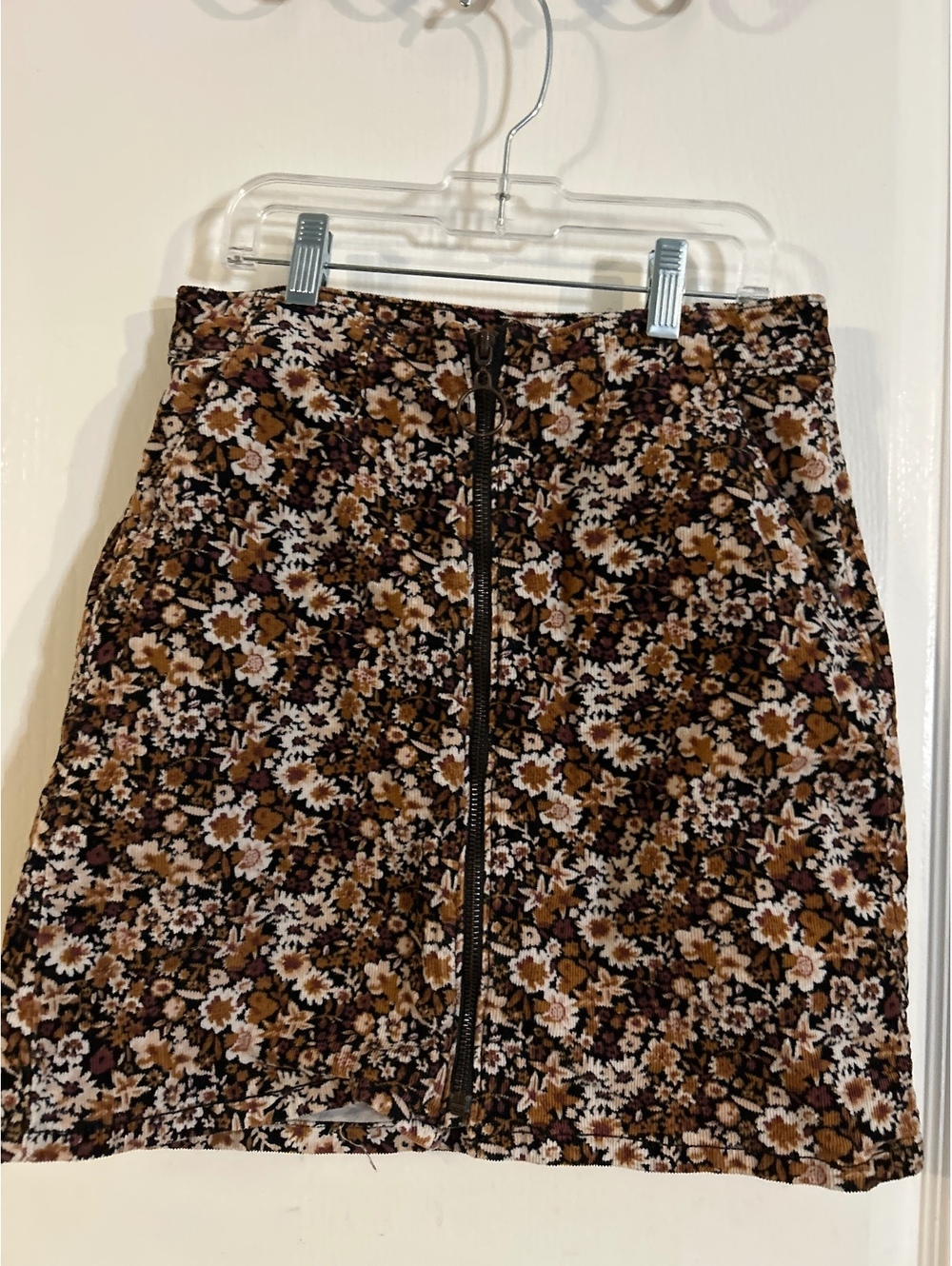 Arizona Jean Co Floral Corduroy Mini Skirt with Front Zipper